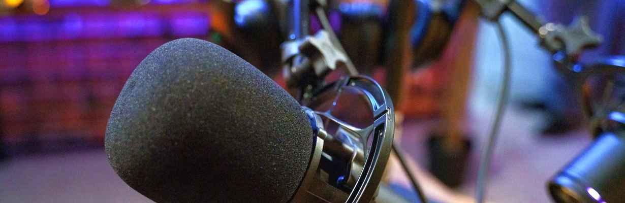 Podcast microphone in studio